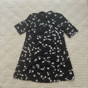 BCBGeneration Black Floral Peter Pan Collar Mini Dress Size XXS